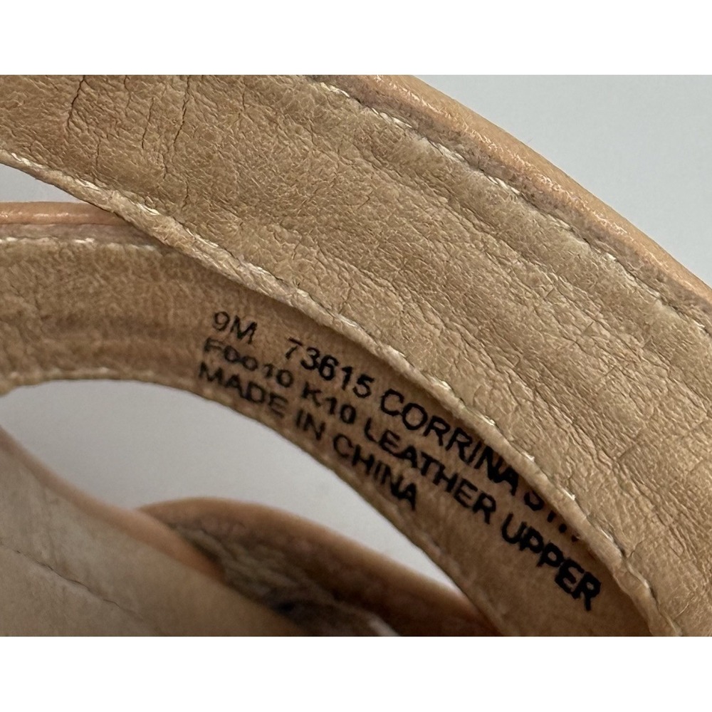 Frye Corrina Stitch Tan Leather Platform Wedge Heel Shoes Strappy Sandal Women 9 - Picture 8 of 9